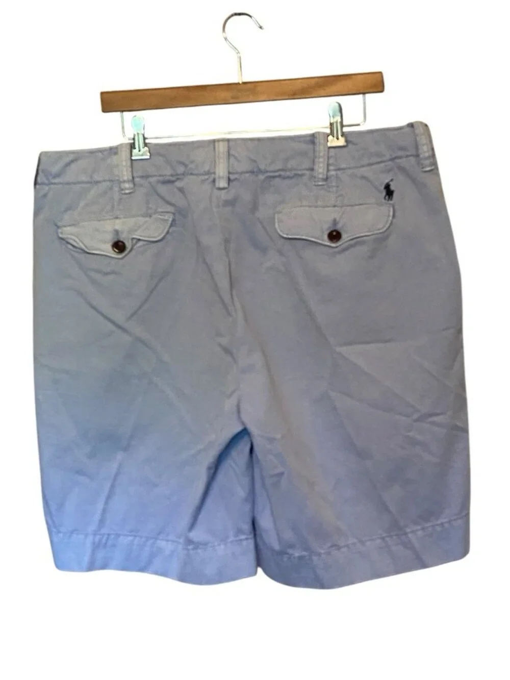 Polo Ralph Lauren Shorts Men 38 Light Blue Flat Front Casual Summer Beach Cotton